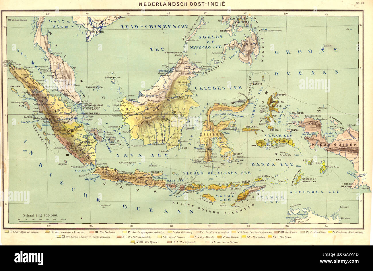 INDONESIA: Nederlandsch oost- Indië, 1922 vintage map Stock Photo