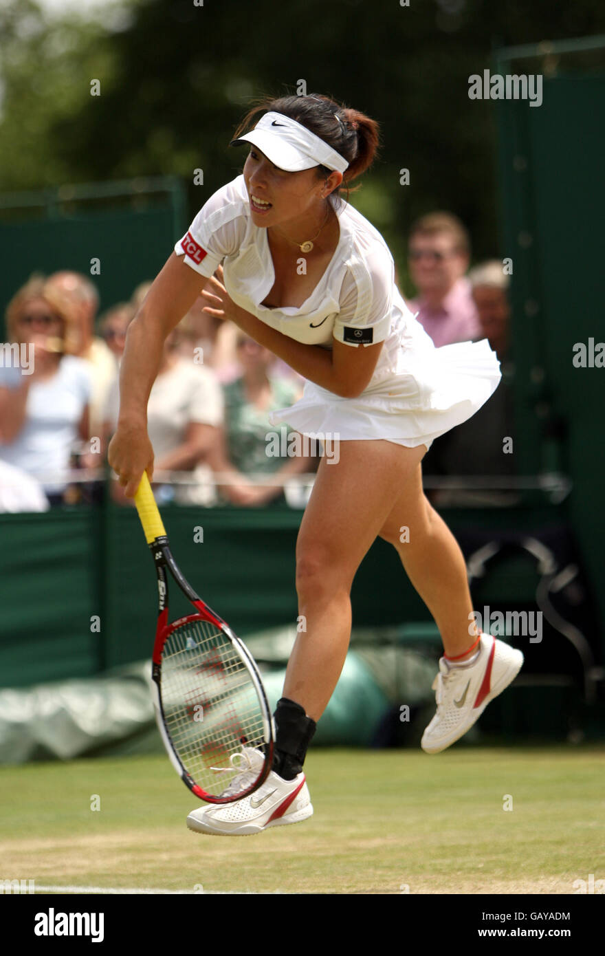 Tennis - Wimbledon Championships 2008 - Day Seven - The All England Club. Zheng Jie in action against Agnes Szavay Stock Photo