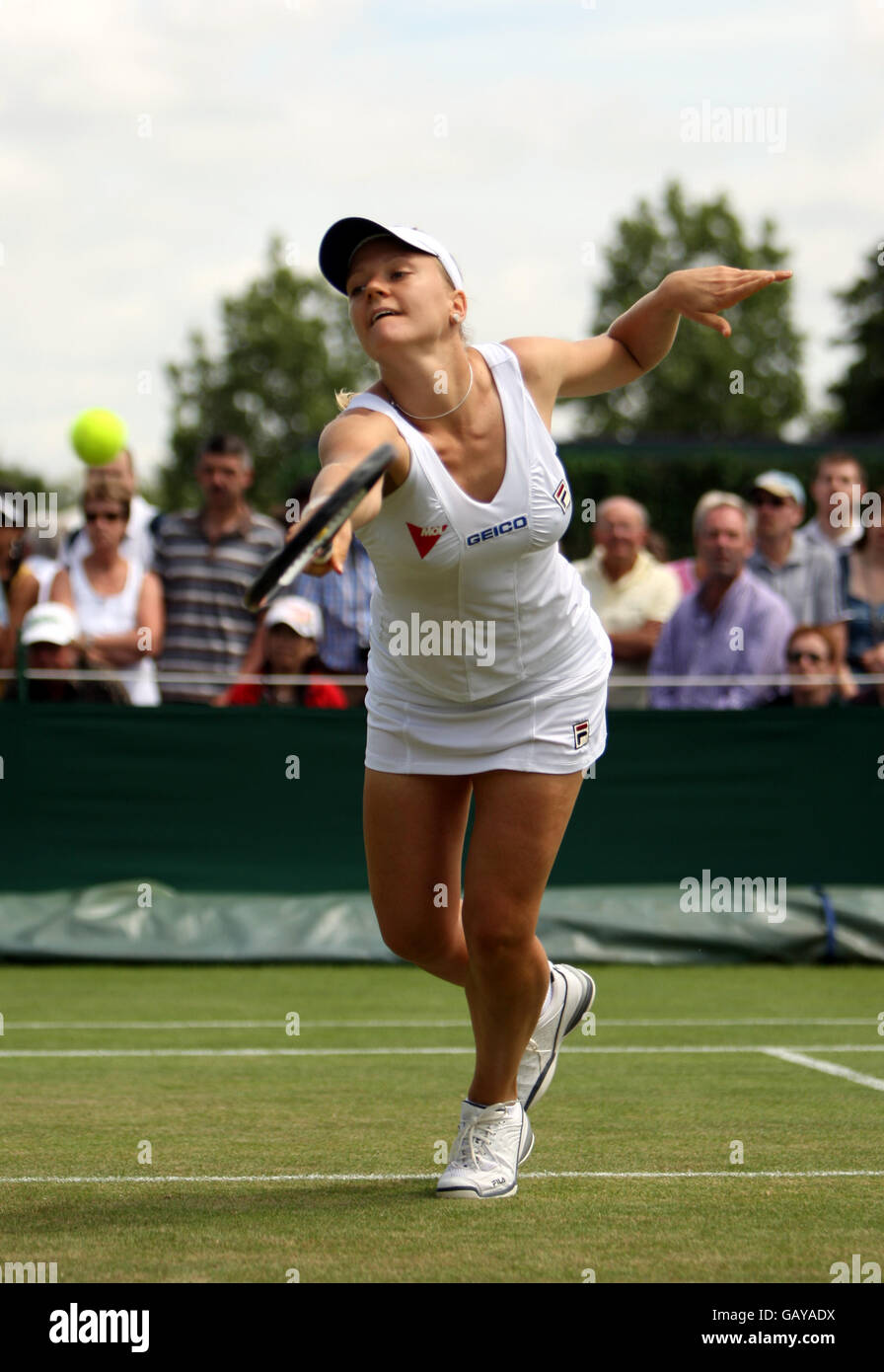 Tennis - Wimbledon Championships 2008 - Day Seven - The All England Club. Agnes Szavay in action against Zheng Jie Stock Photo