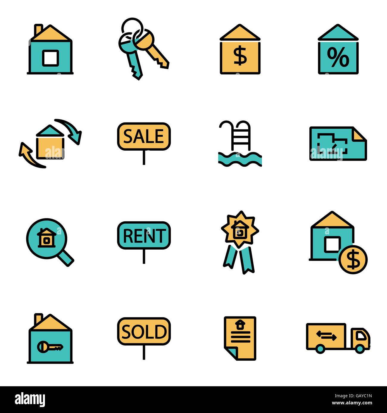 Trendy flat line icon pack for designers and developers. Vector line ...