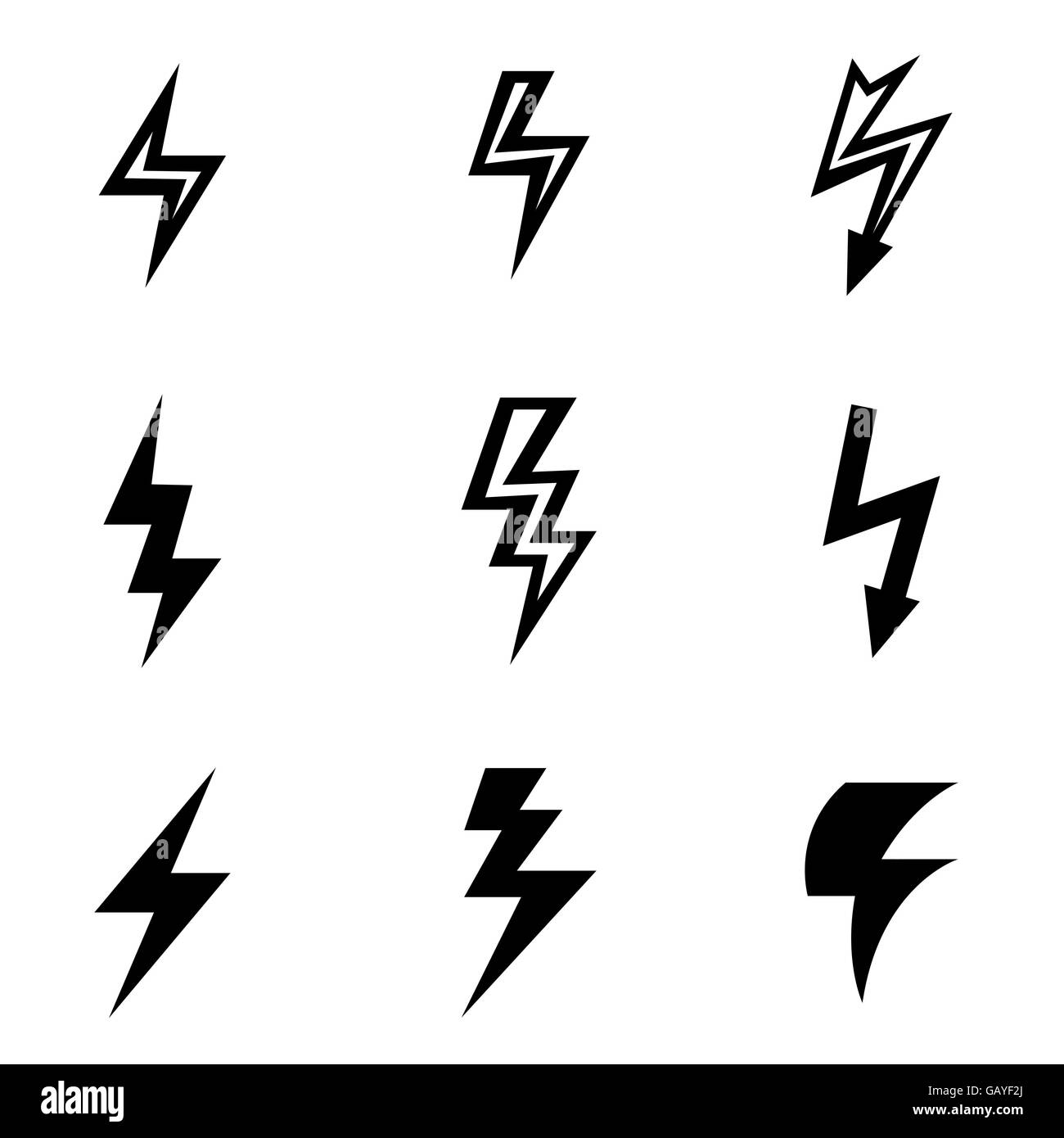 Vector black lightning icon set Stock Vector Image & Art Alamy