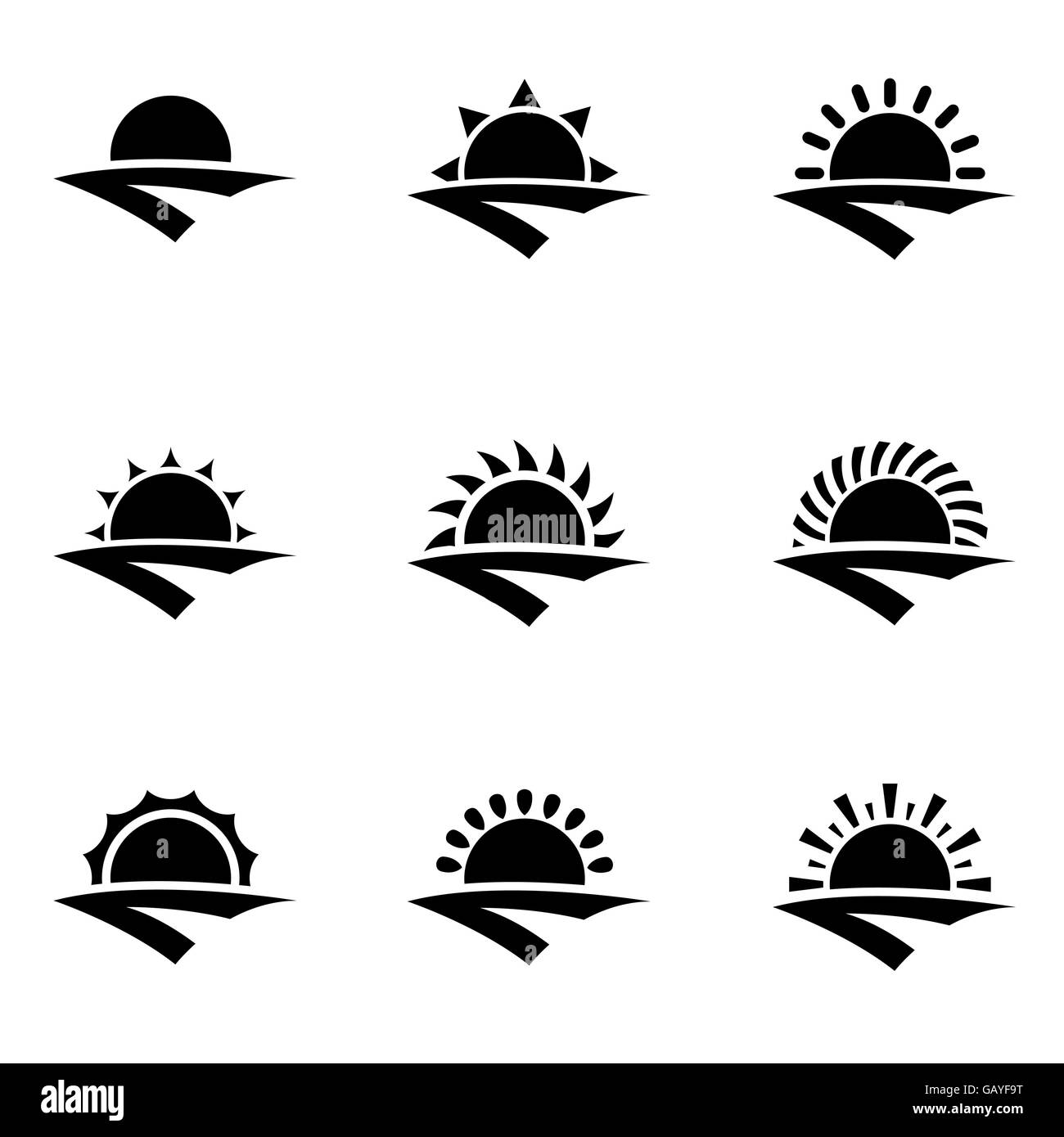 Sunrise Logo Black and White Stock Photos & Images - Alamy