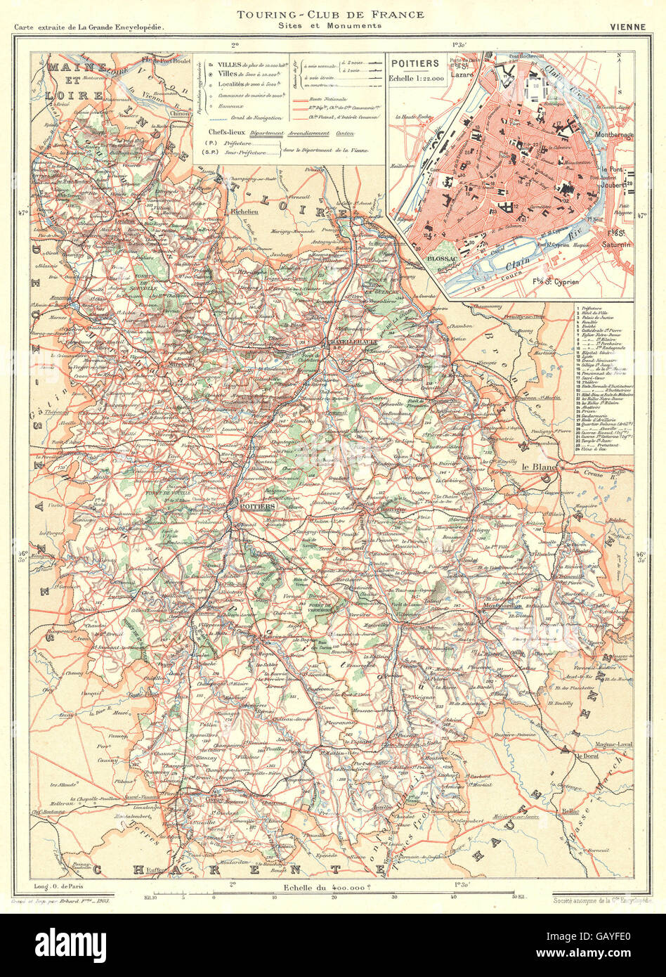Vienne Departement Inset City Town Map Plan Of Poitiers 1904 Stock Photo Alamy