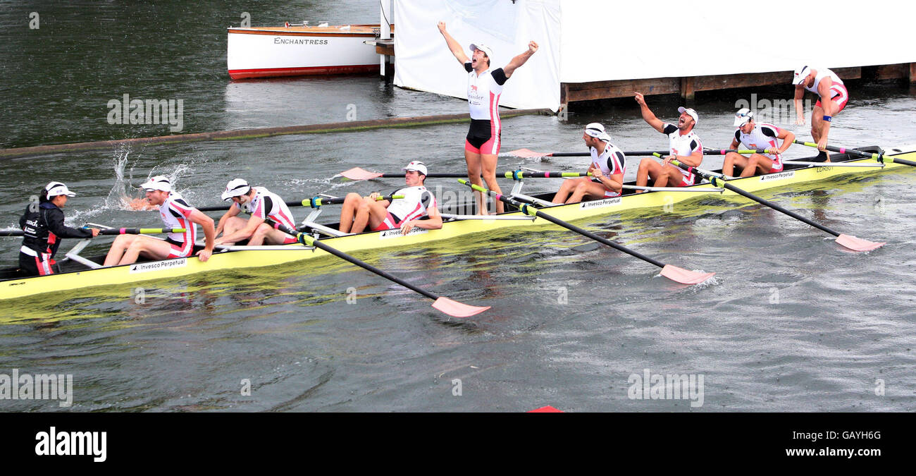 Leander Rowing Club celebrate beating R.S.V University Okeanos and D.S