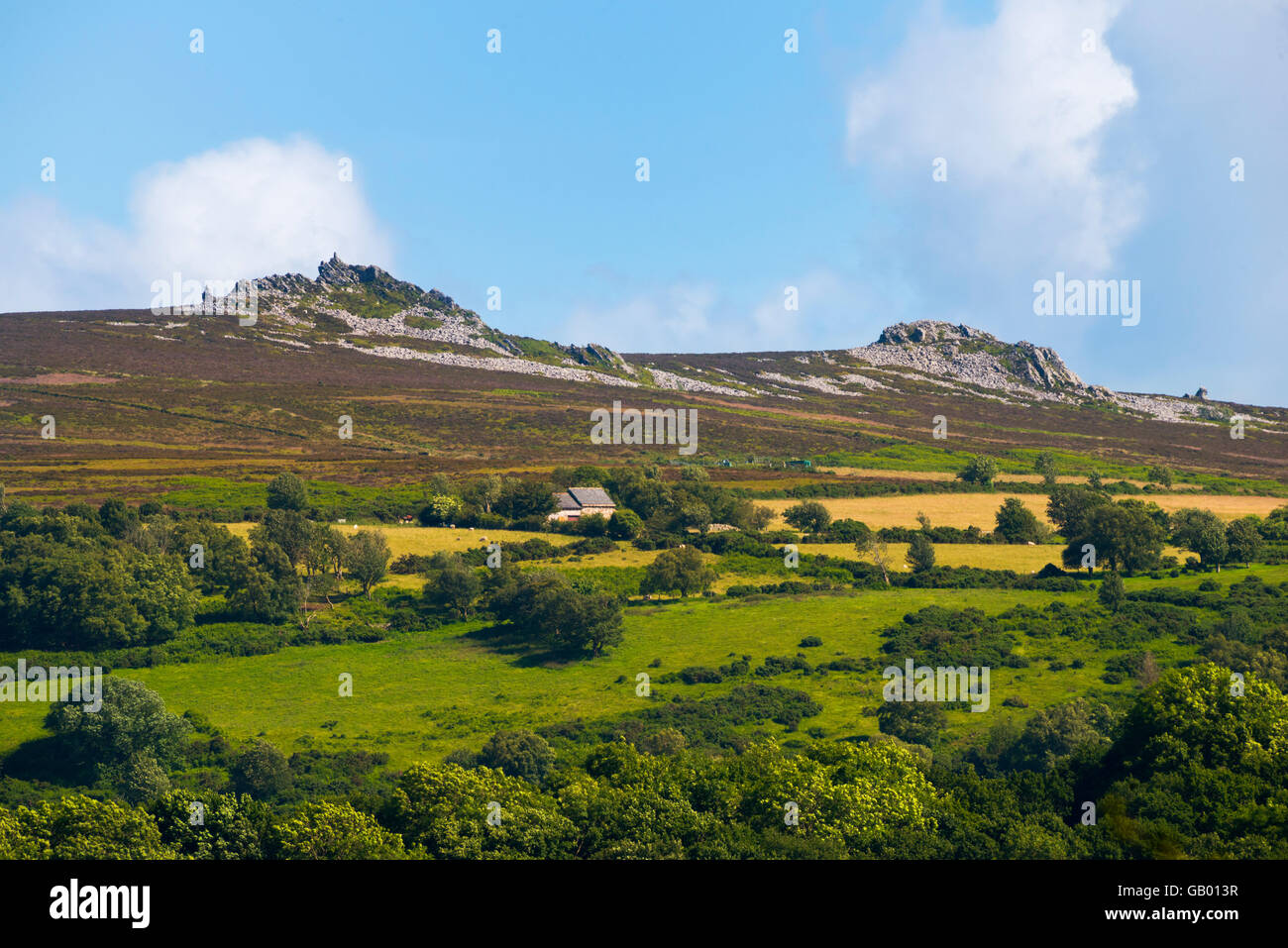 The Stiperstones seen from Hope Valley Nature Reserve in south Shropshire, England, UK. Stock Photo