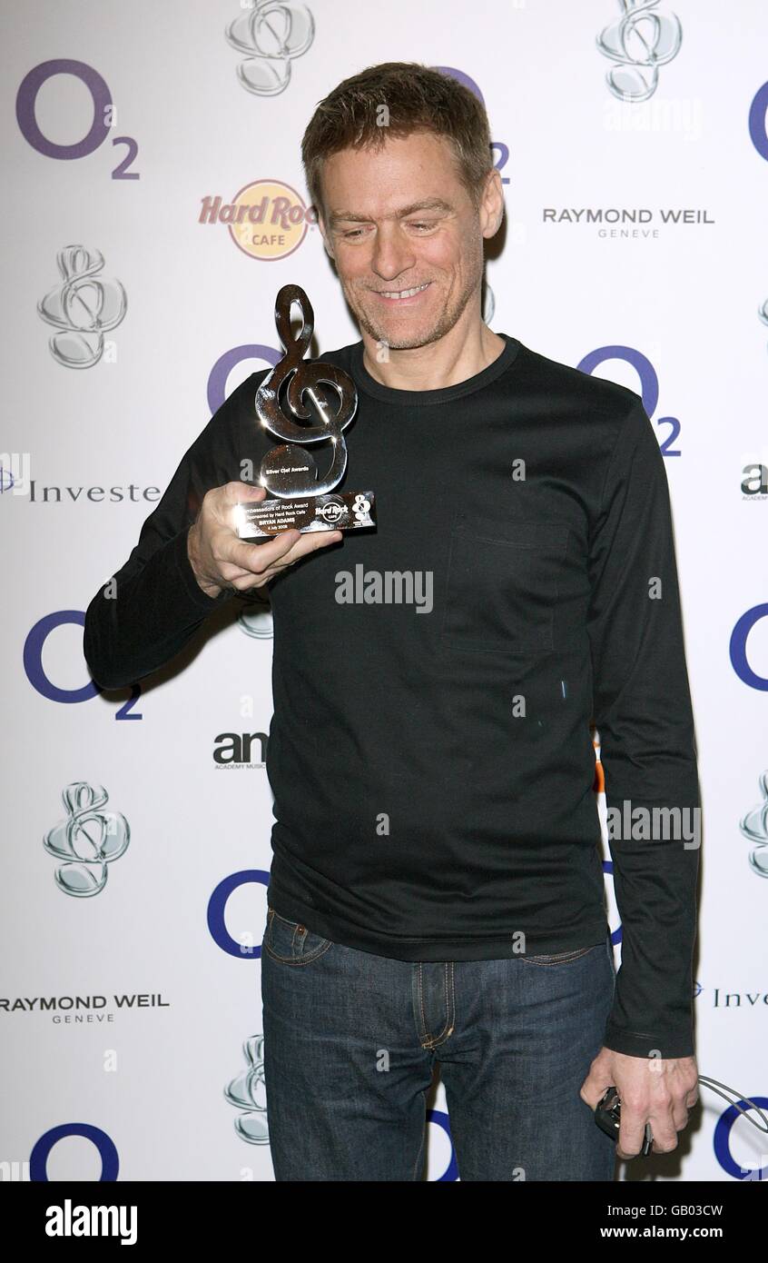 Bryan Adams with the Ambassadors of Rock Award at the O2 Silver Clef ...