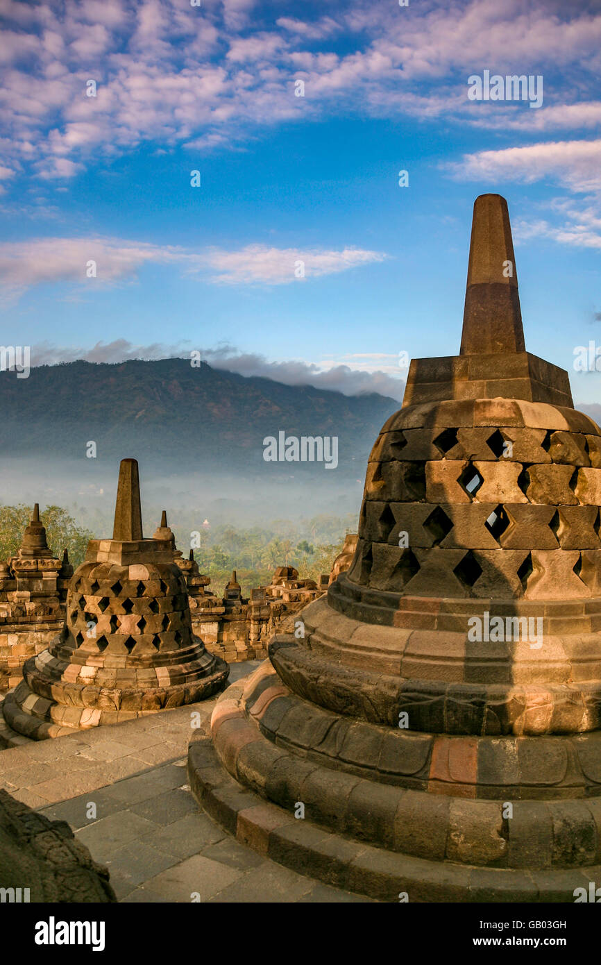 Indonesia Central Java Yogyakarta Borobudur Ancient Buddhist temple Stock Photo