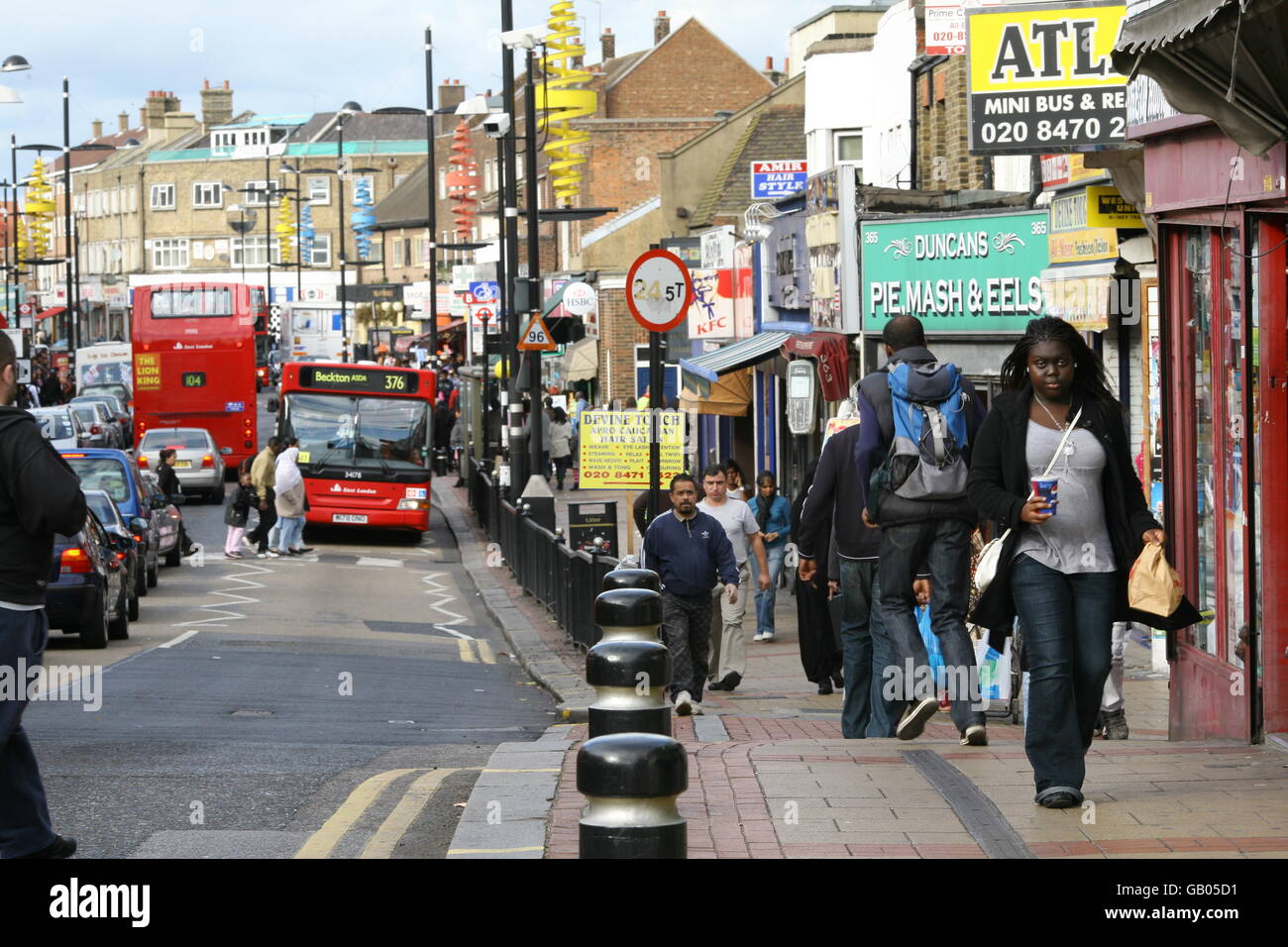 Newham East London.  Green Street on a Saturday afternoon is a seething multi-ethnic mass of people. Stock Photo