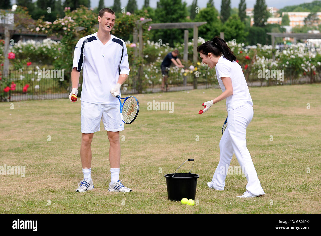 Tennis player Jamie Murray (right) with Actress Jaime Murray during a