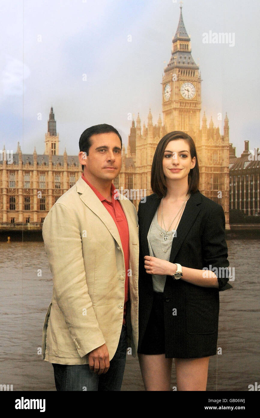 Steve Carrell (left) and Anne Hathaway pictured during the Get Smart