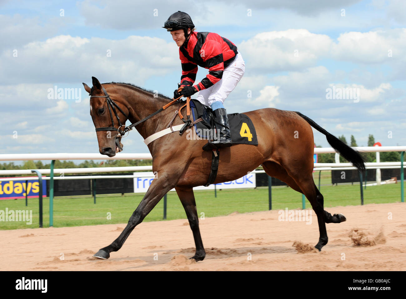 Tot Hill ridden by going to post in the Jackie & Jeanette Maiden Stakes Stock Photo