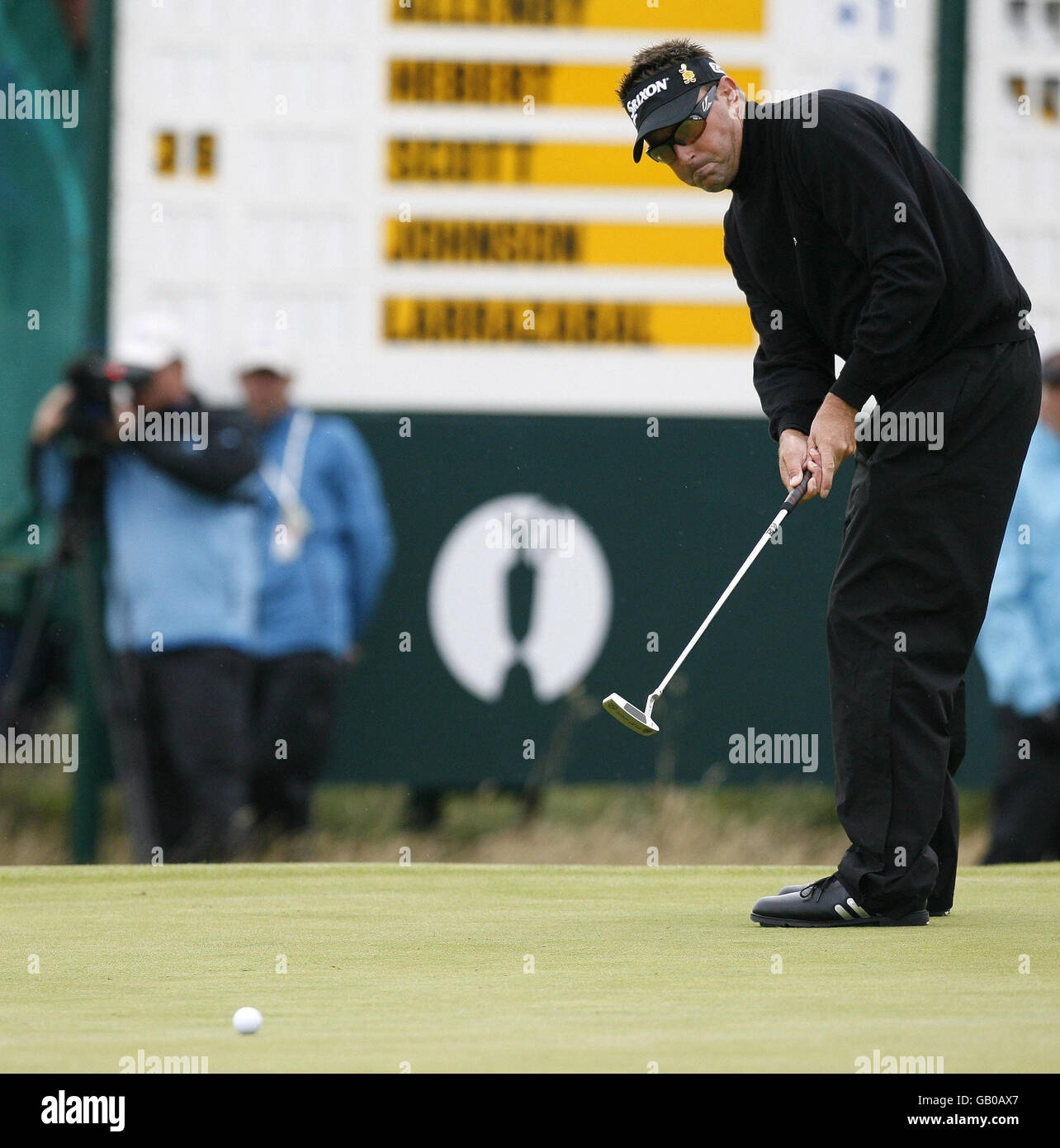 Australian Robert Allenby on the 14th green during Round One of the Open Championship at the Royal Birkdale Golf Club, Southport. Stock Photo