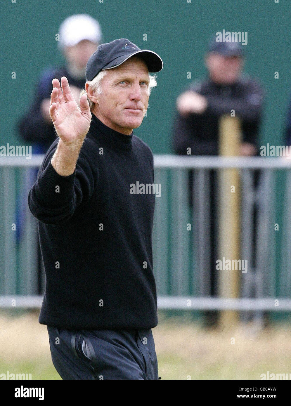 Australian Greg Norman on the 18th green during Round One of the Open Championship at the Royal Birkdale Golf Club, Southport. Stock Photo