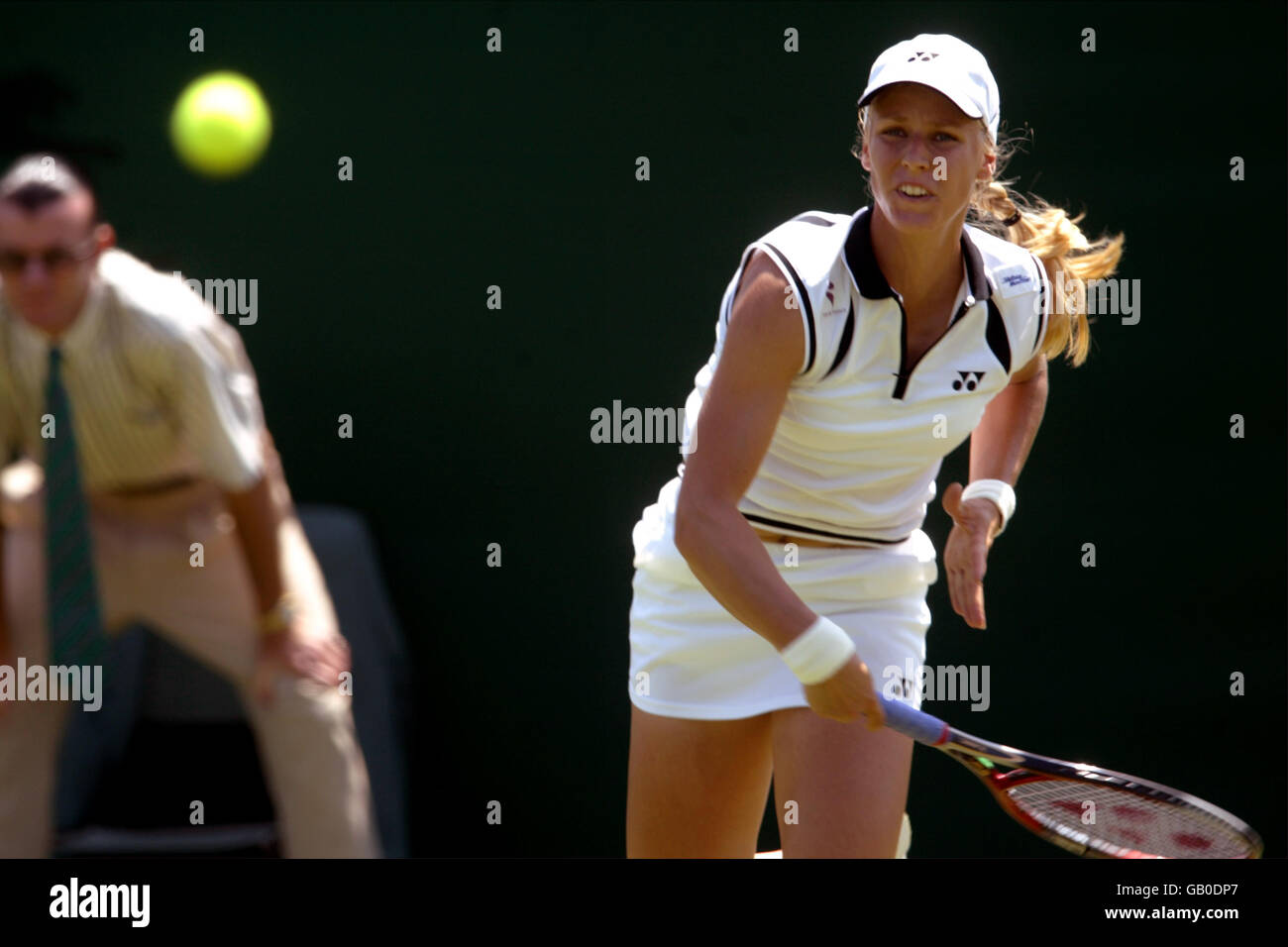 Tennis - Wimbledon 2003 - Women's First Round - Elena Dementieva v Angelica Roesch Stock Photo