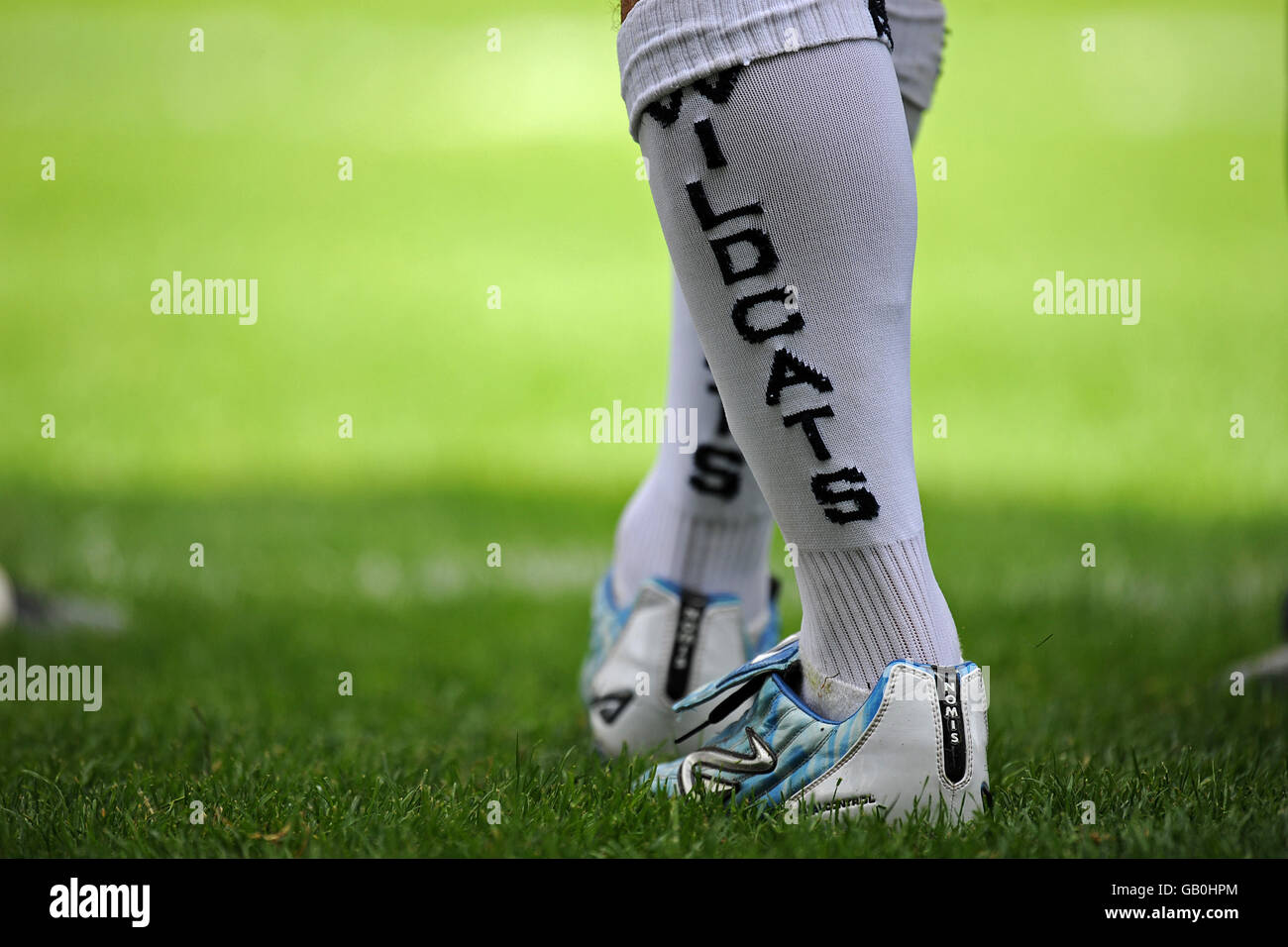 Rugby League - Engage Super League - Warrington Wolves v Wakefield Wildcats - Halliwell Jones Stadium. General view of a Wakefield Wildcats player's socks and boots. Stock Photo