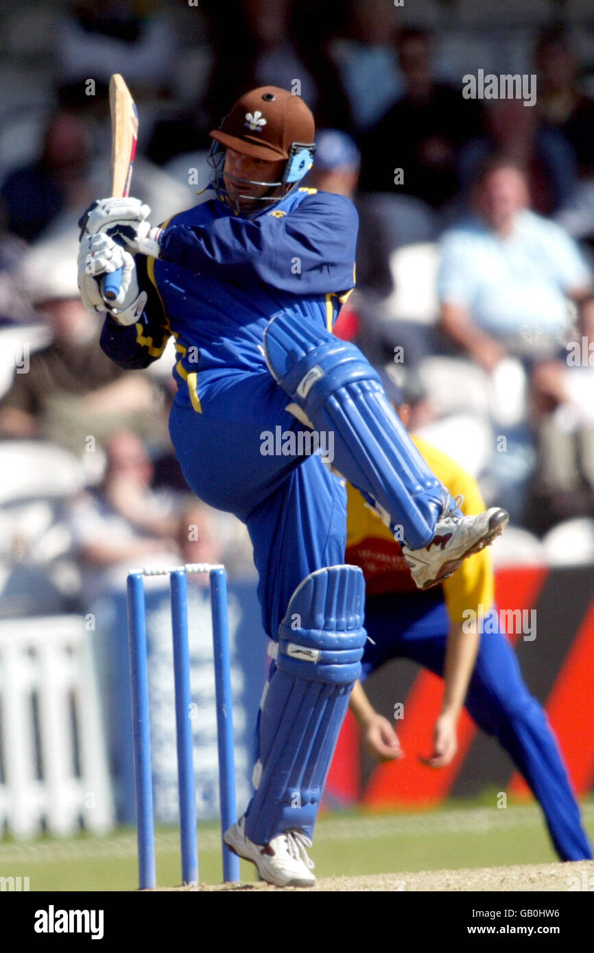 Cricket - National Cricket League - Surrey v Essex. Surrey's Graham Thorpe hits the ball for four runs Stock Photo