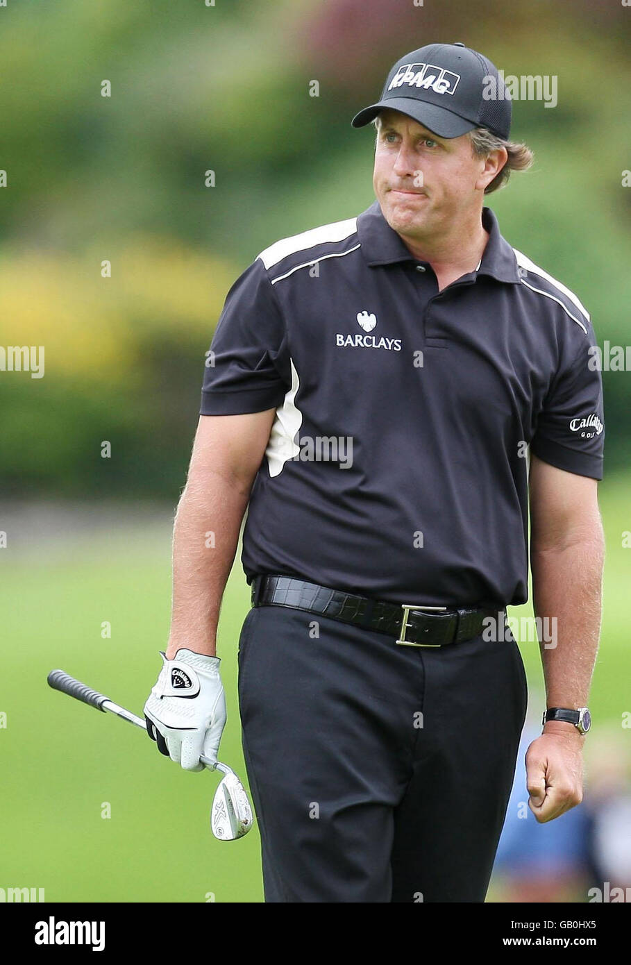 Golf - The Barclays Scottish Open - Second Round - Loch Lomond. Phil Mickelson on the 9th during The Barclays Scottish Open at Loch Lomond, Glasgow. Stock Photo