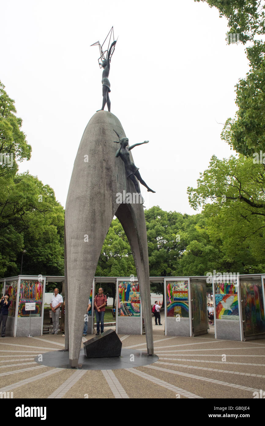 The Children's Peace Monument at the Hiroshima Peace Memorial Park. Stock Photo