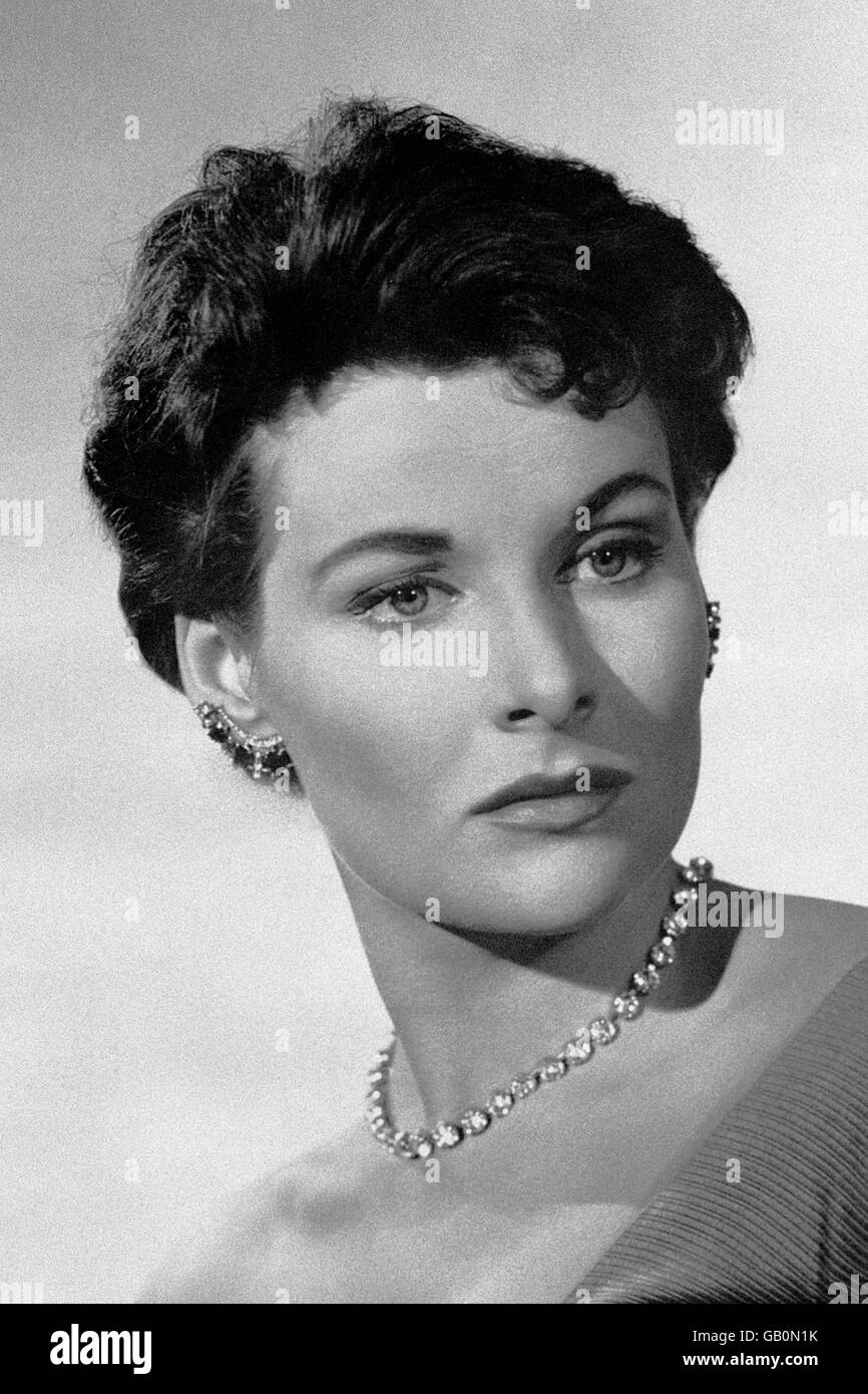 Actress Adrienne Corri wears her hair in a short curly style that was fashionable in the fifties. Stock Photo