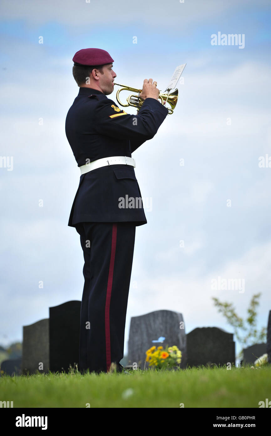 Military - Funeral. A military bugler. Stock Photo