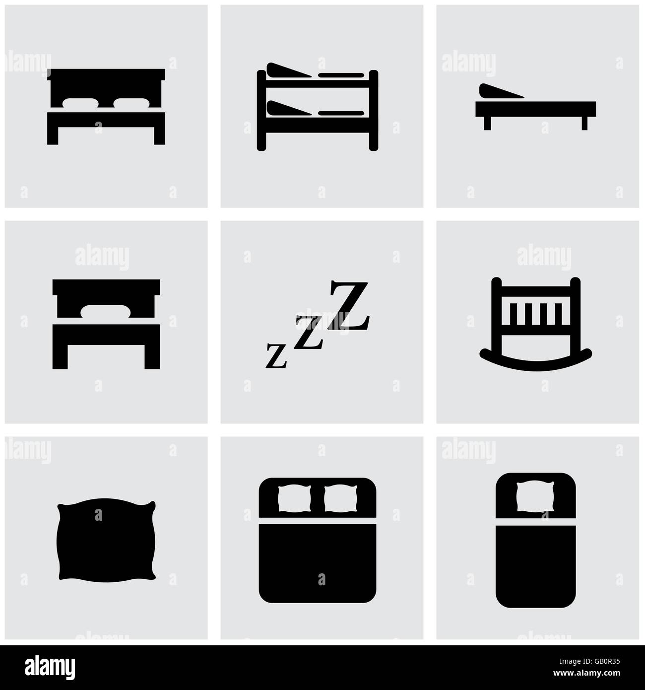 Vector black bed icon set Stock Vector Image & Art Alamy