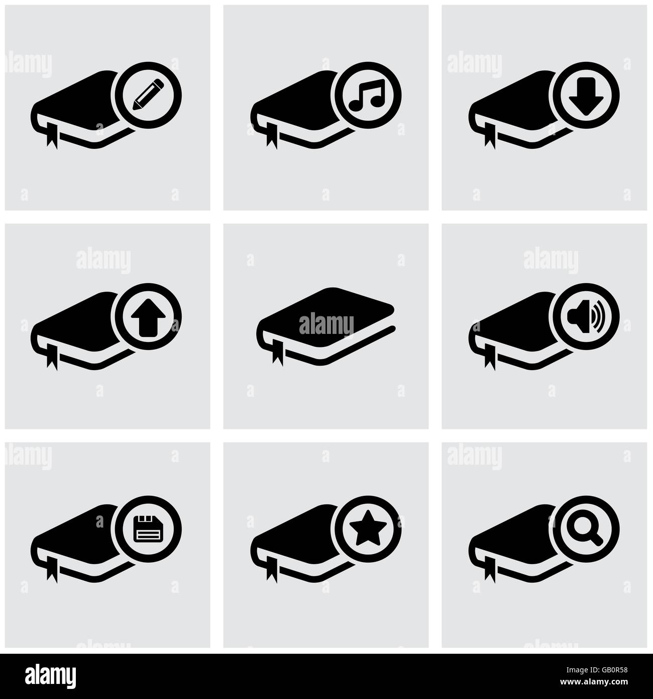 Vector black book icon set Stock Vector Image & Art - Alamy