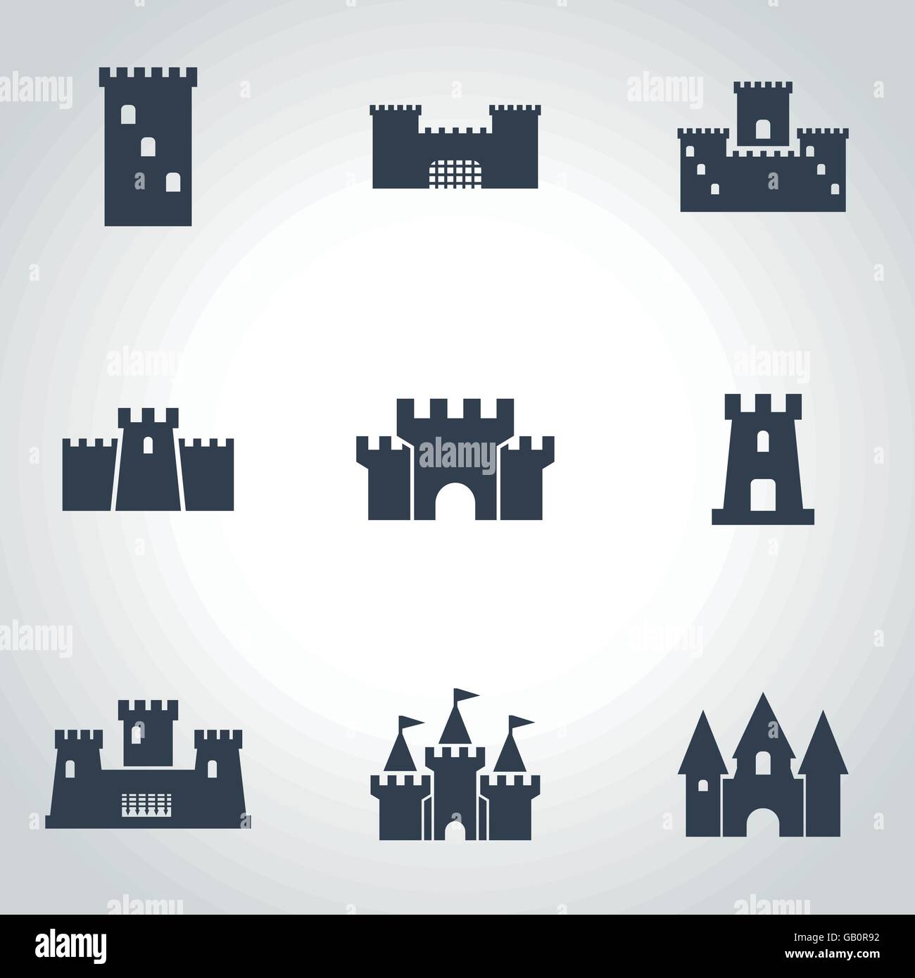 Vector black castle icon set Stock Vector Image & Art - Alamy