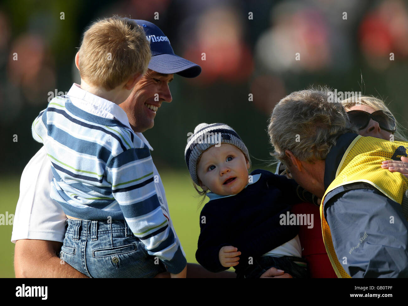 Republic of Ireland's Padraig Harrington and sons Patrick (left) and