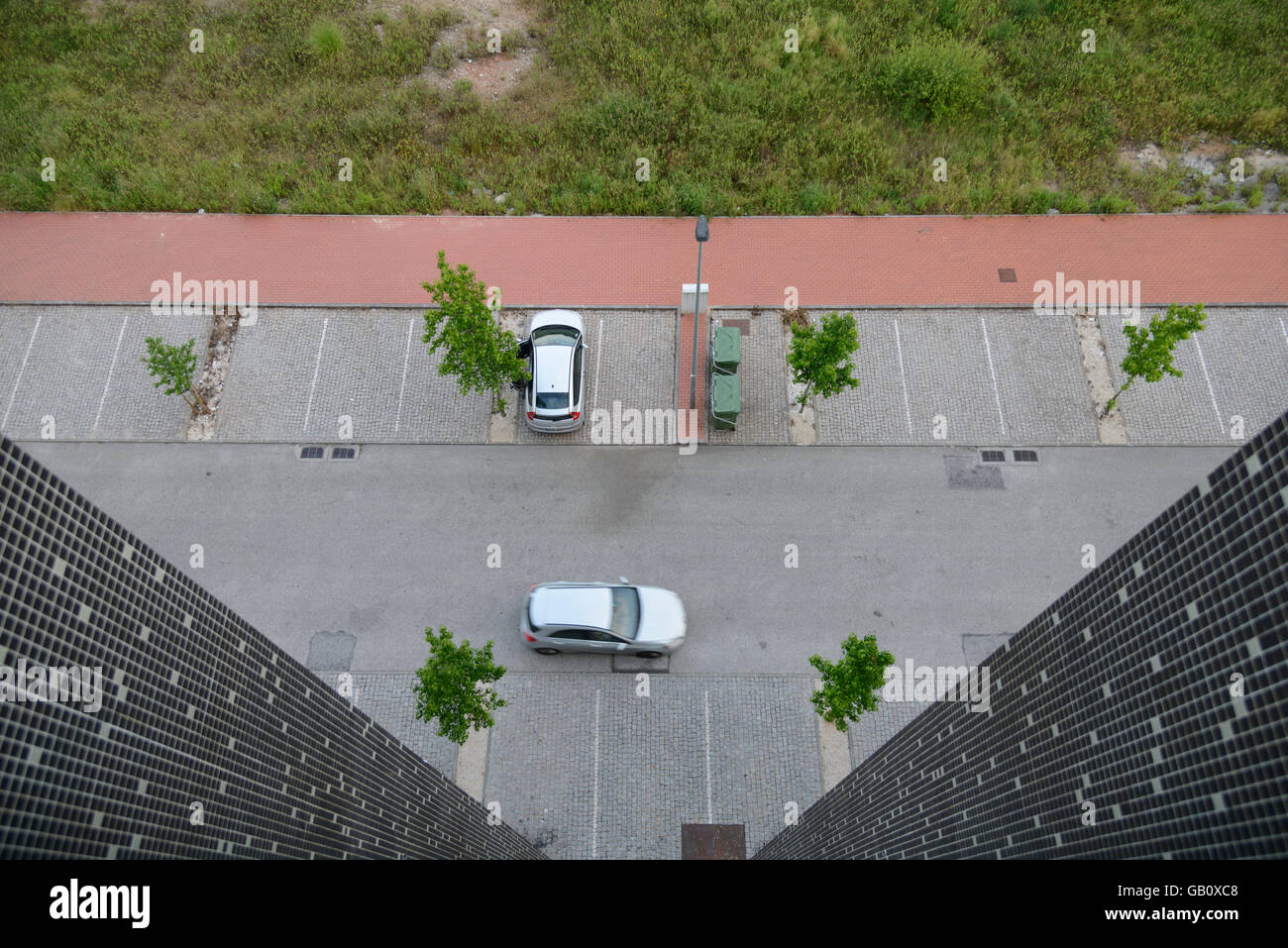 Aerial view of outdoor parking spots Stock Photo