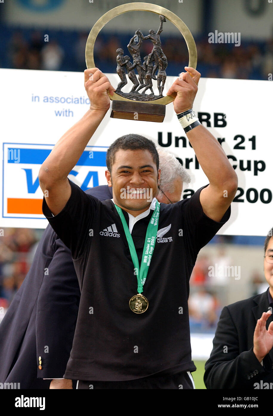 New Zealand's captain Sam Tuitupou celebrates with the Under 21 World