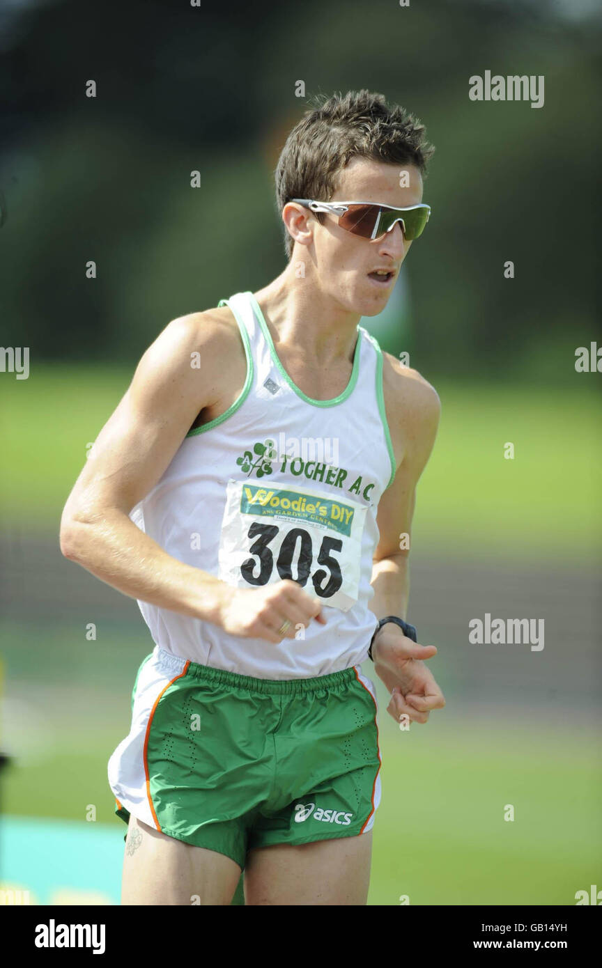Robert Heffernan competes in the 10,000m Walking event during the Woodies DIY Senior Track and Field Championships at Morton Stadium, Santry, Dublin. Stock Photo