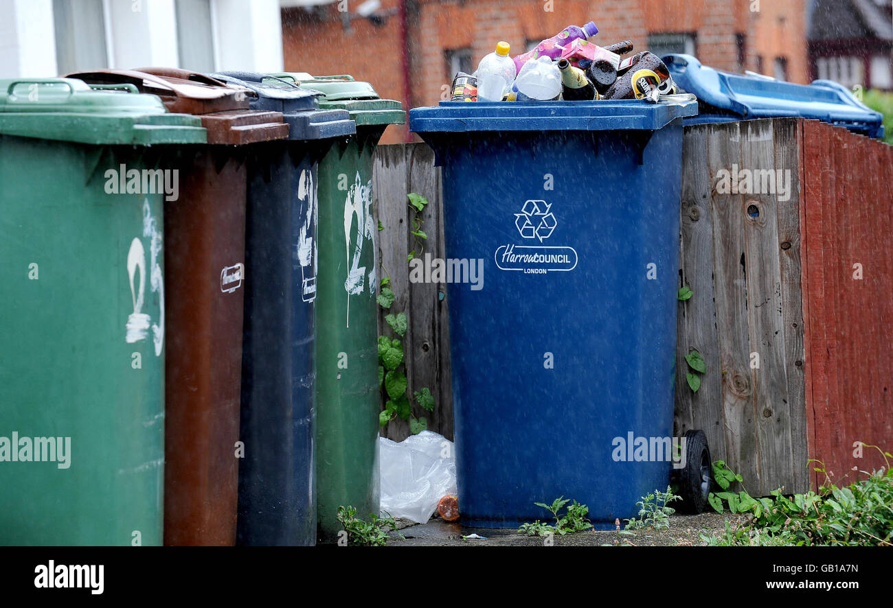 Recycling wheelie bins Stock Photo Alamy