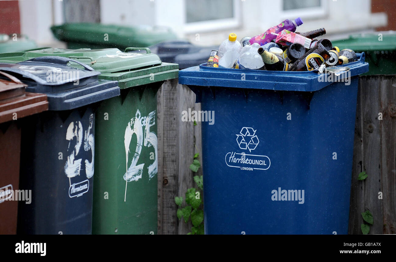 Recycling wheelie bins Stock Photo Alamy