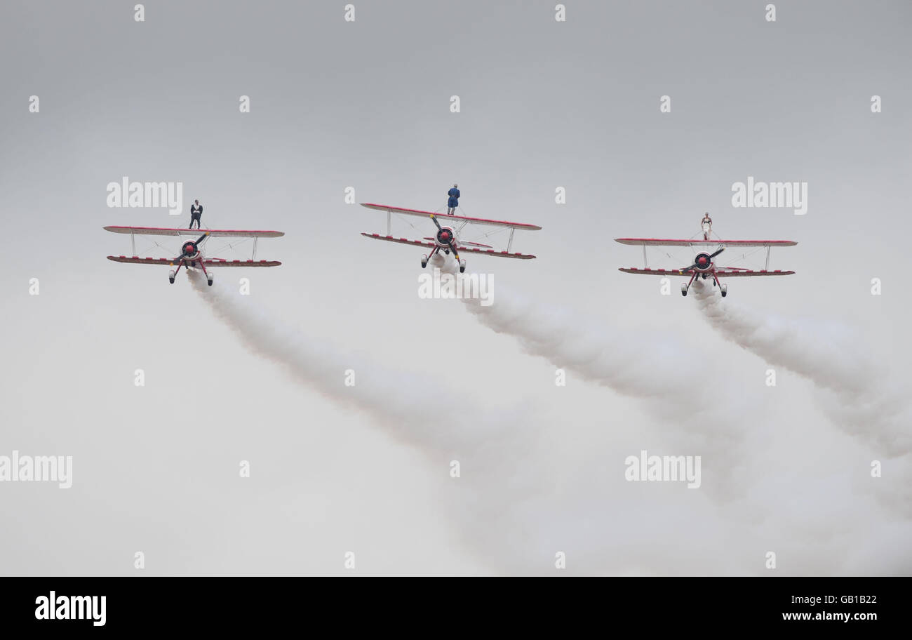 George Brigham Racing Wingwalk over Gloucestershire with vicar George Brigham (centre) and ...