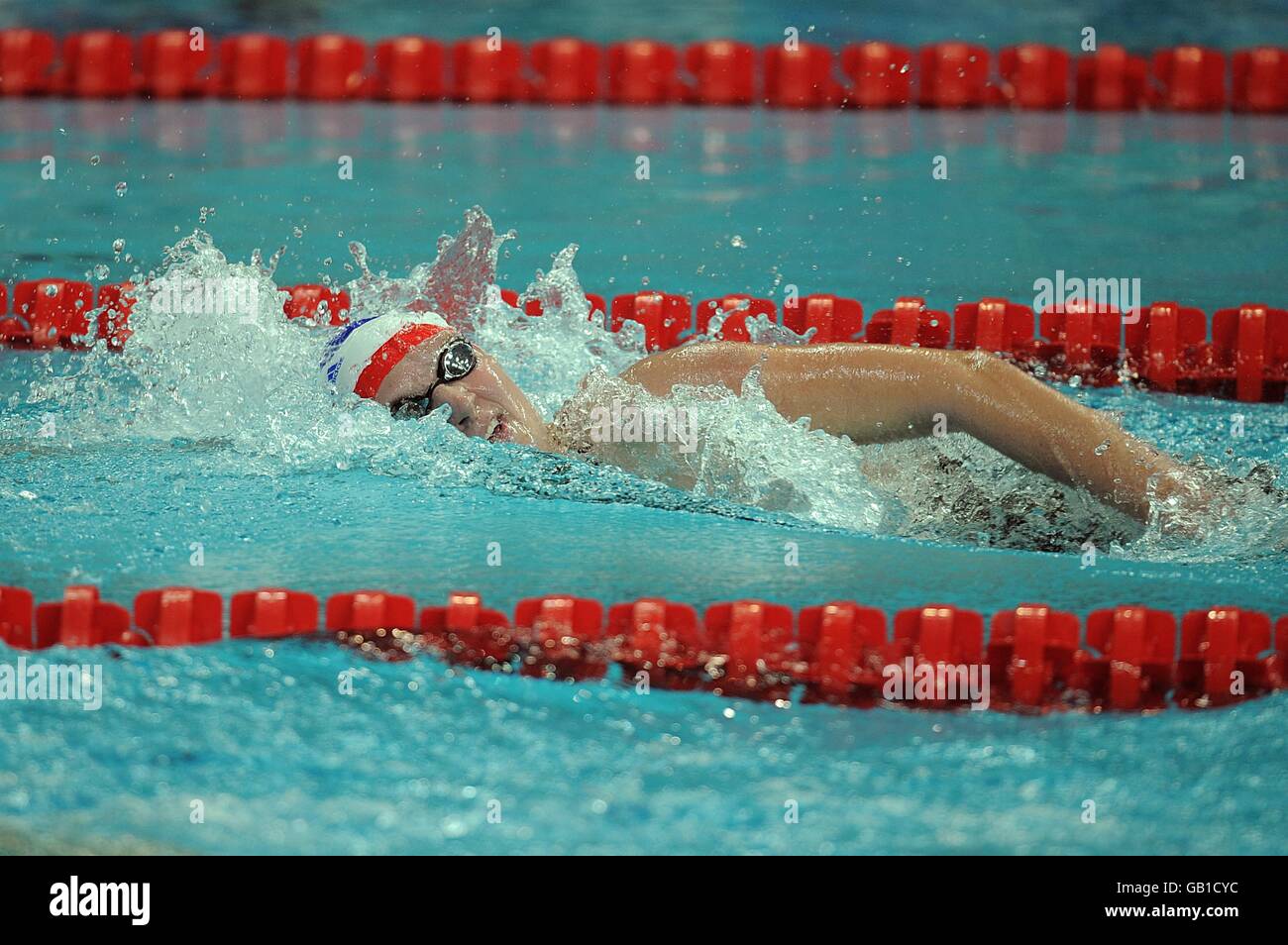 Great Britain's Rebecca Adlington during heat 5 of the women's 400m freestyle. Stock Photo