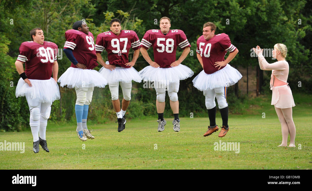 American football team trains in ballet Stock Photo Alamy
