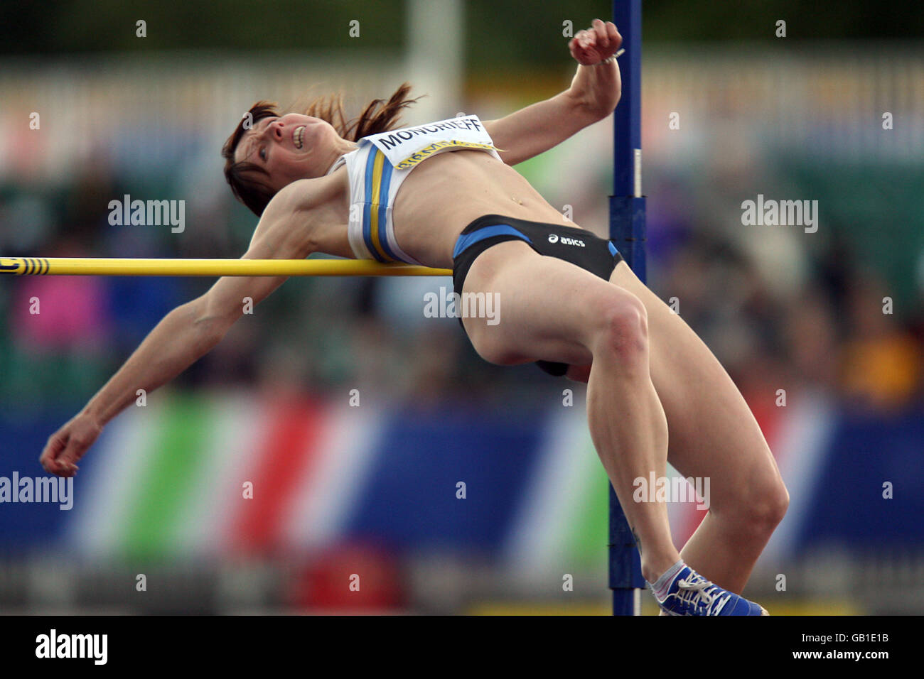 Trafford Athletic's Susan Moncrieff competes in the Women's High Jump Final during the Aviva National Championships, Alexander Stadium, Birmingham Stock Photo