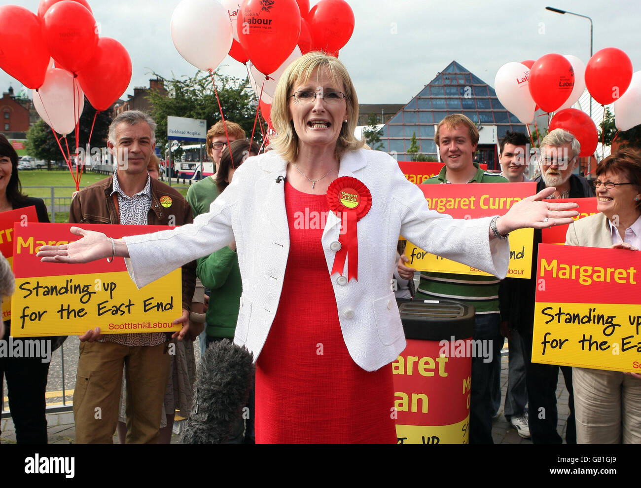 Labour candidate for the Glasgow East by-election, Margaret Curran, canvassing outside the Mecca Bingo hall, Glasgow. Stock Photo