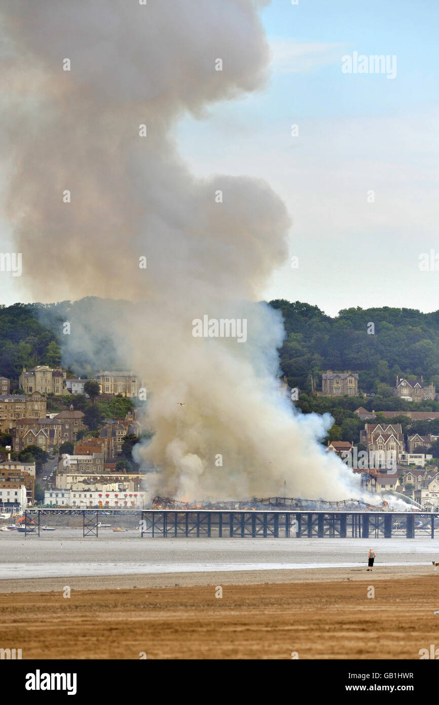 Accidents and Disasters - Fire - The Grand Pier Fire - Weston-Super-Mare - 2008 Stock Photo