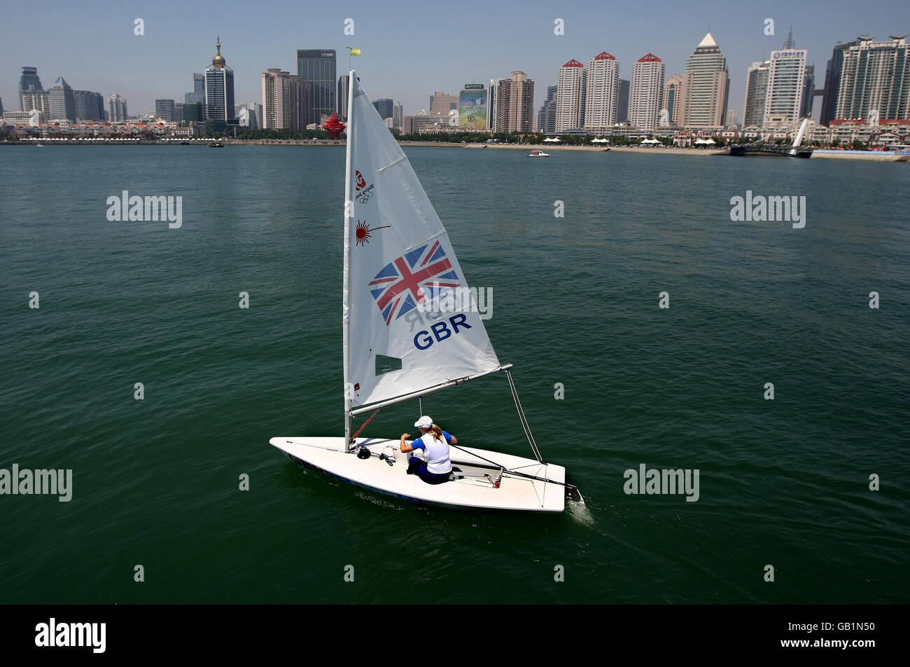 Great Britain Laser Radial sailor Penny Clarke sails today off Quingdao