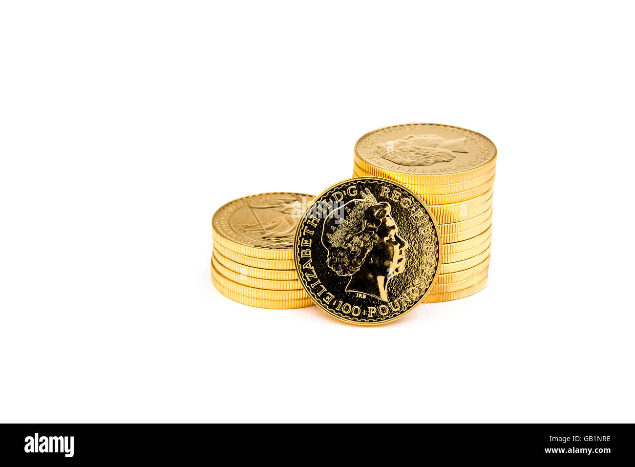 Stack of gold coins isolated on the white background Stock Photo - Alamy