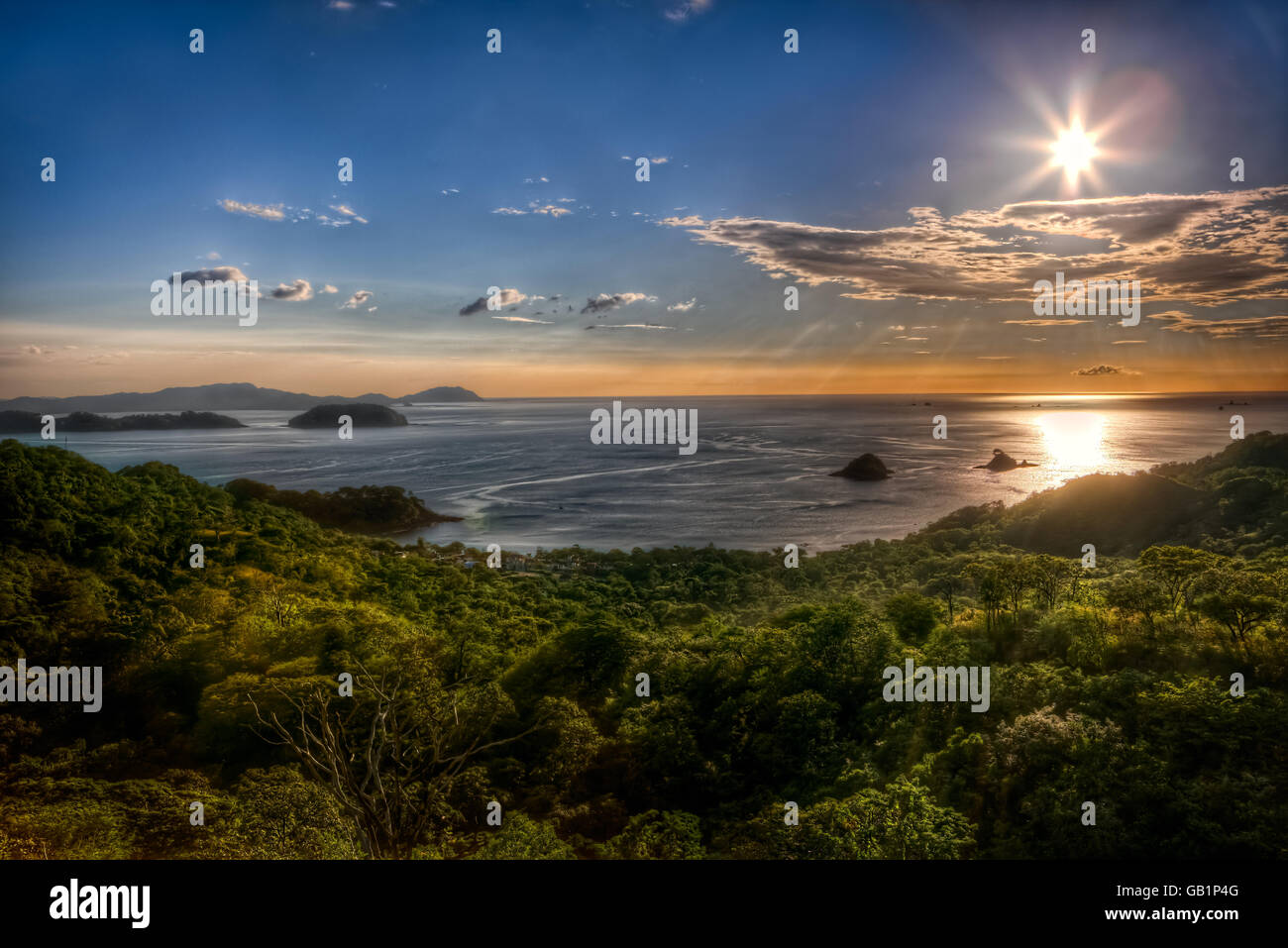 Beautiful view of sunset over the Potrero bay and Playa Azucar, Costa