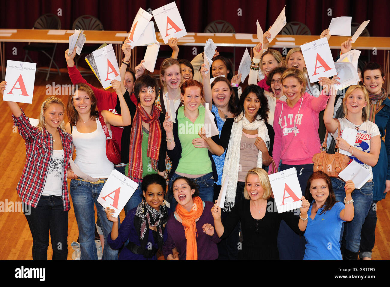 Alevel results. Pupils from Central High School in Newcastle celebrate