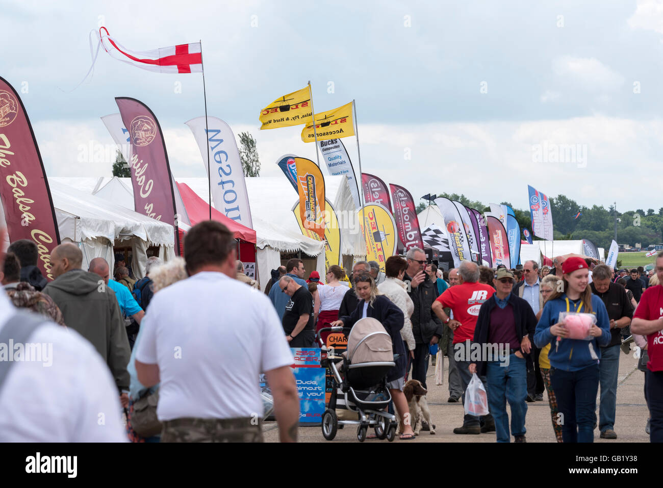 Trade line crowd at Wings 'n' Wheels North Weald airfield Epping Essex England Stock Photo Alamy
