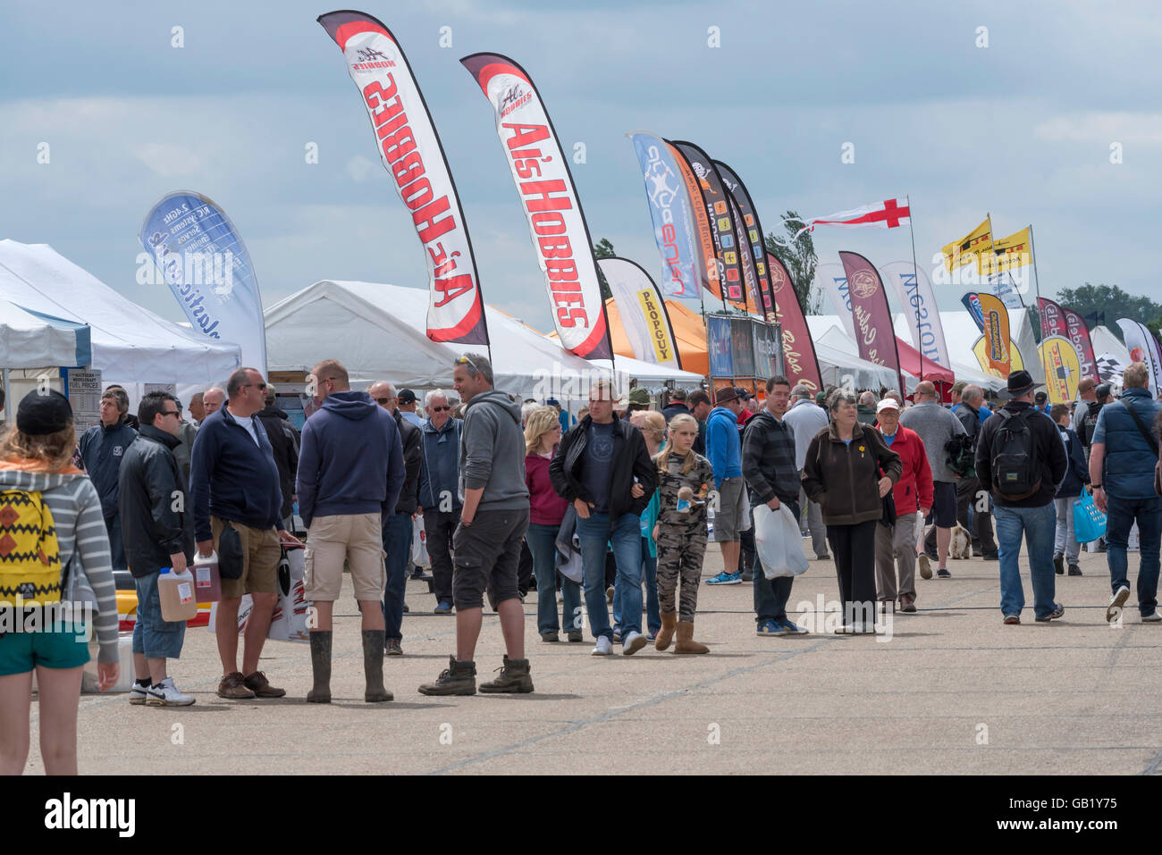 Trade line and people at Wings 'n' Wheels North Weald airfield Epping