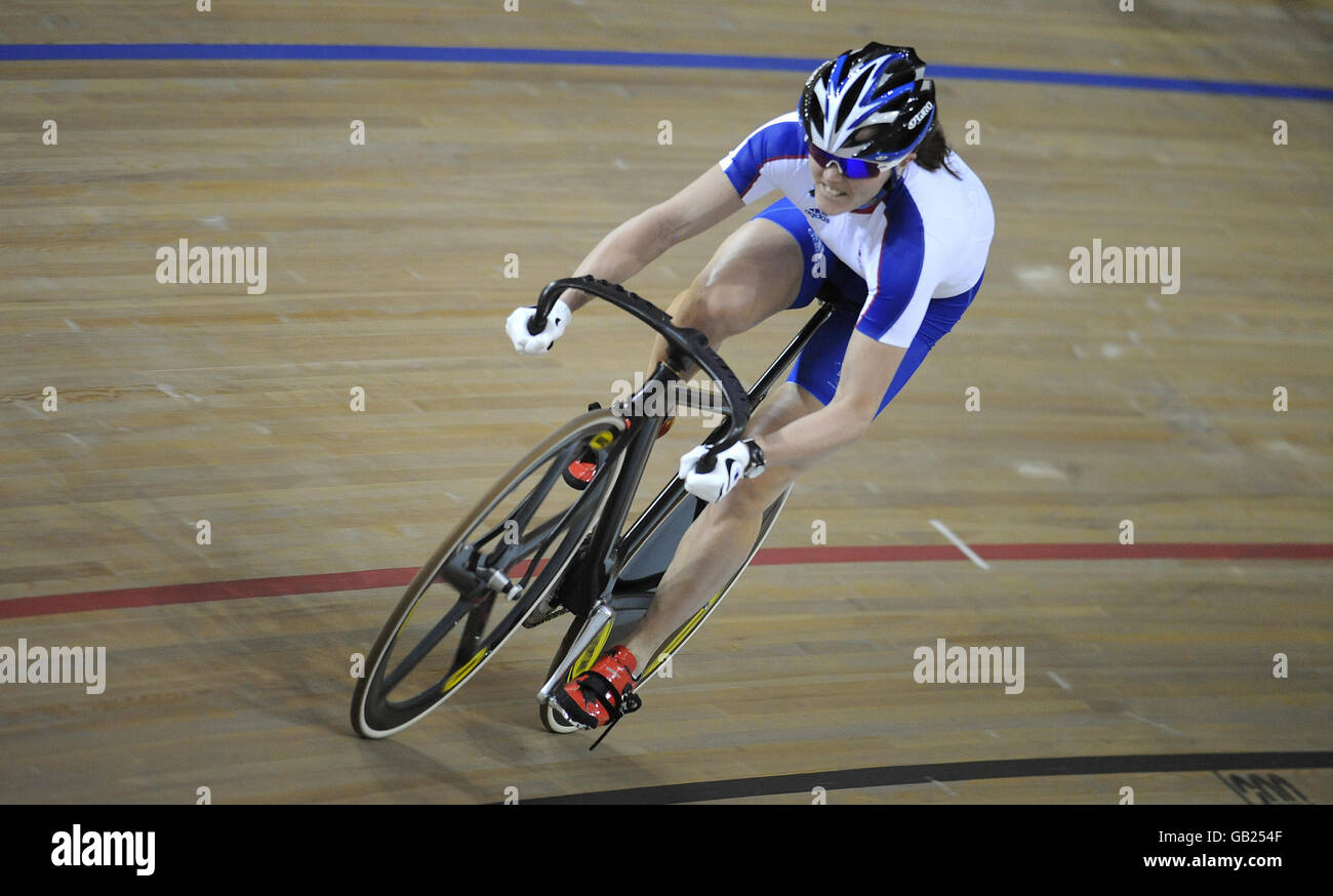 Olympics - Beijing Olympic Games 2008. Great Britain's Victoria Pendleton during a training session at the Laoshan Velodrome in Beijing, China. Stock Photo