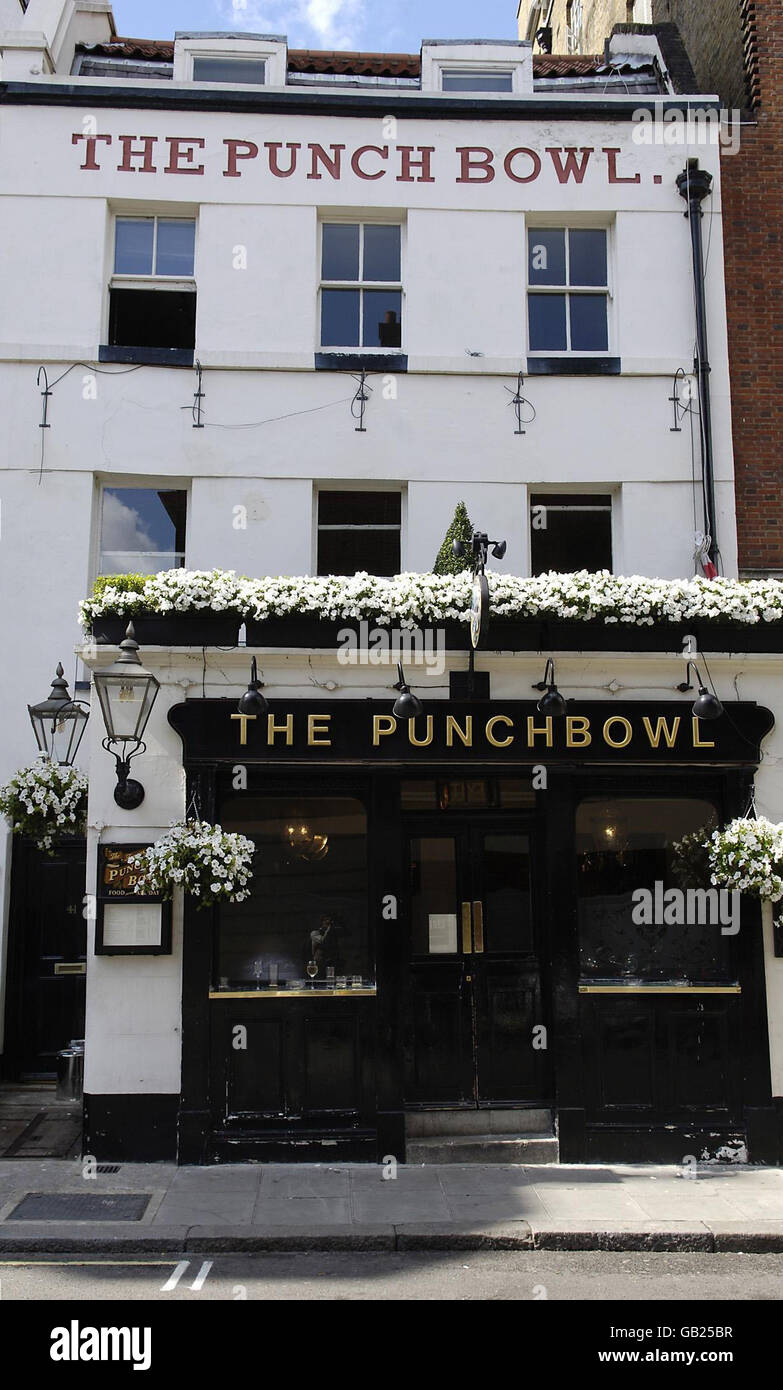 A general view of The Punch Bowl pub in Mayfair owned by Madonna and