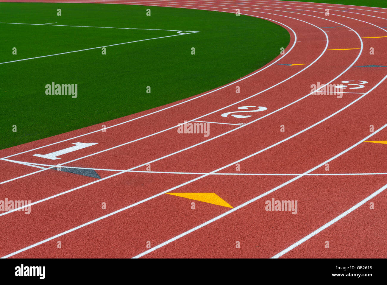 Close Up View Of A Track And Field Event Stadium With The Lanes Forming