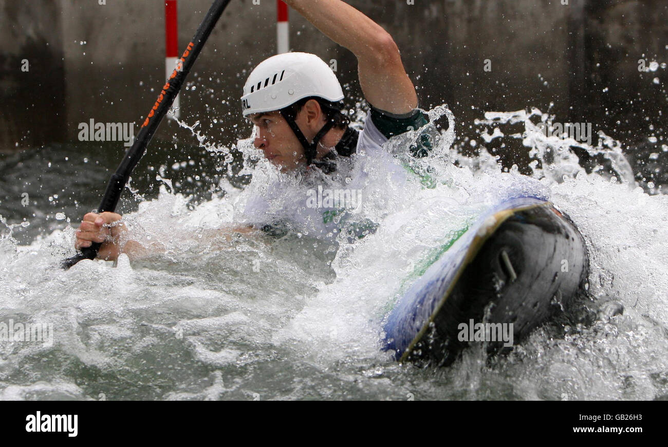 Ireland's Eoin Rheinisch during the Kayak (K1) heat at the 2008 Beijing Olympics Games in China. Stock Photo