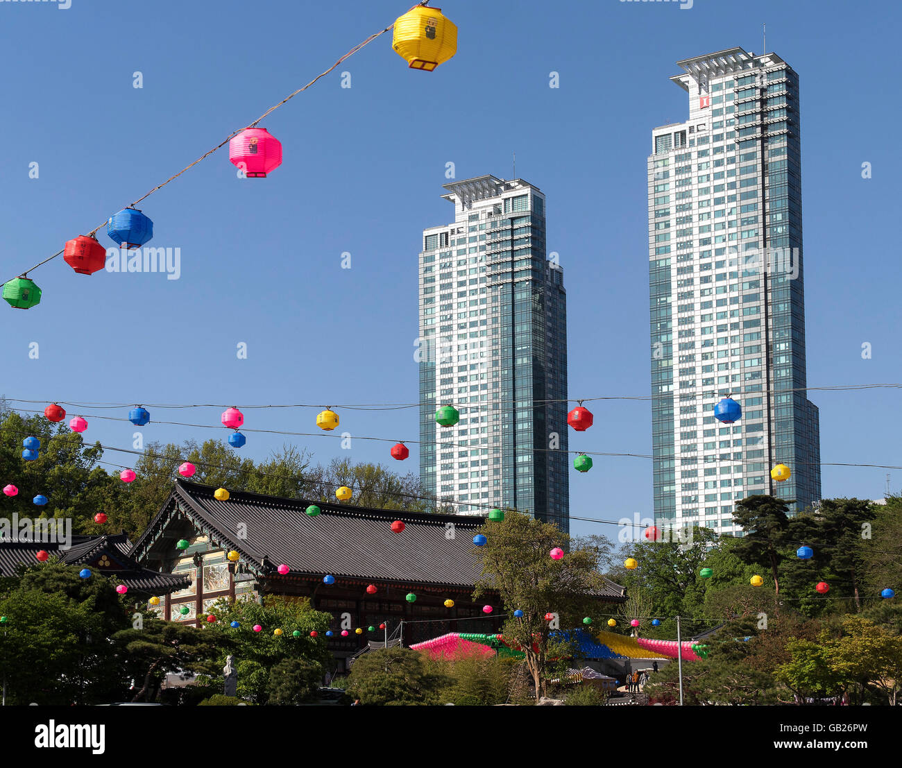 buddhistic temple Bonyeun-sa in Gangnam, Seoul, South Korea, Asia Stock Photo